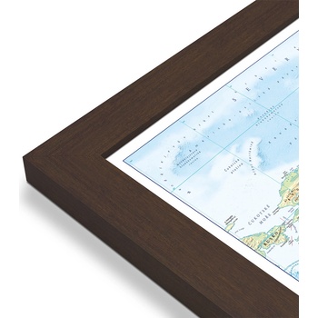 Excart Maps Svět - nástěnná obecně zeměpisná mapa (ČESKY) 140 x 98 cm Varianta: mapa v dřevěném rámu, Provedení: Pegi skořice