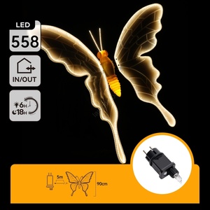 Aigostar - LED Външна декорация 558xLED 90 cm IP44 пеперуда/топло бяло (AI2628)