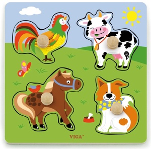 Viga Toys Пъзел с дръжки Viga - Домашни животни (50839) - ozone