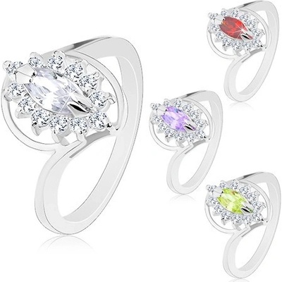 Šperky eshop prsten s lesklými rameny stříbrné broušený zrnkovitý zirkon čirý lem AC23.09 Tmavooranžová