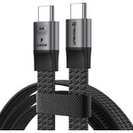 Techsuit Кабел за данни Techsuit Premium Data Cable ElysiumSync Pro (CX1) - Type-C към Type-C, PD240W, USB4.0 Gen 4, 40Gbps, 8K@60Hz, 1m - Сив