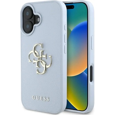 GUESS Калъф Guess Grained Big 4G Logo Small Classic Logo за iPhone 16 - син (3666339424671)