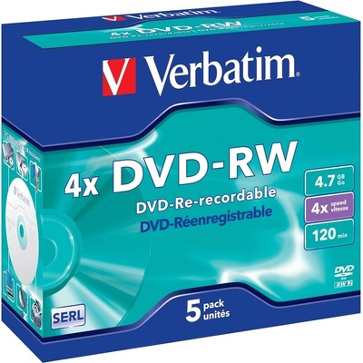 Verbatim Медия, Verbatim DVD-RW SERL 4.7GB 4X MATT SILVER SURFACE (5 PACK) (43285)