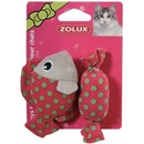 Zolux Hračka kočka ryba a bonbon červená s šantou 8cm