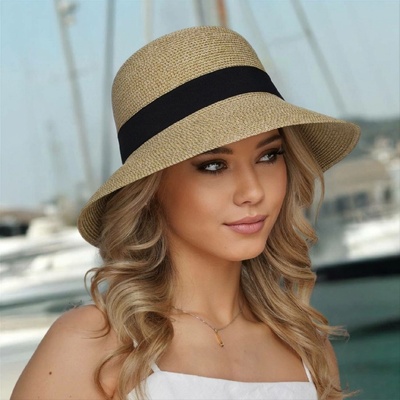 Krumlovanka dámský letní nemačkavý klobouk Cloche P-12628 taupe