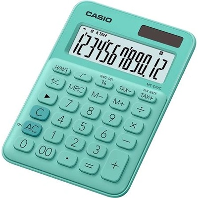 Casio Калкулатор, настолен, 12 цифри, casio, "ms 20 uc", зелен ms 20 uc gn (ms 20 uc gn)