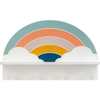 HowHomely Детски стенен рафт със закачалки дъга/цветен (dd0589)