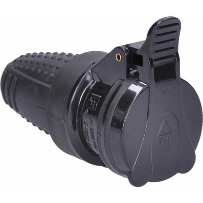 Solight Kabelová zásuvka gumová do vlhka P77 230V/16A/IP44, černá – Zboží Mobilmania