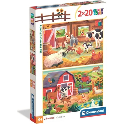 Clementoni - Puzzle 2x20 The Farmyard Family - 40 - 99 piese