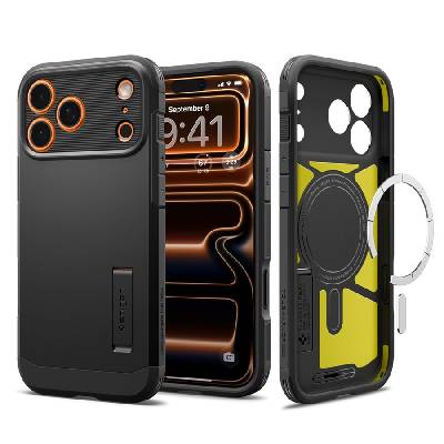 Удароустойчив кейс с MagSafe за iPhone 17 Pro от Spigen Tough Armor T Mag - Black (8800283314939)