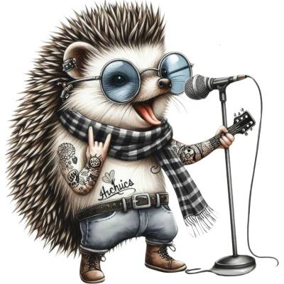 DTF transfer/nažehľovačka Rocker ježo Nálepka - výška: A4