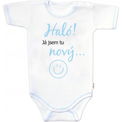 Body krátky rukáv s vtipným textom Baby Nellys Haló!Já jsem tu nový chalan