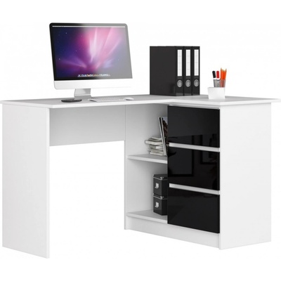 Ak Furniture B-16 rohový 124 cm bílý / černý pravý