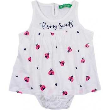 Cichlid Боди рокля къс ръкав с калинка- бяло