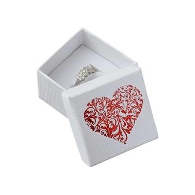 Šperky4U Bílá krabička na prsten s ornamentálním srdcem KR0240-WH