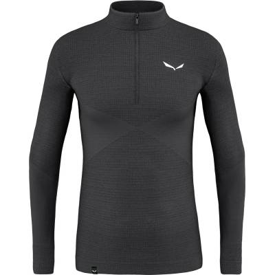 Salewa Мъжко мериносово термобельо Salewa Zebru Med Warm AMR Half Zip Tee Merino base layer - Onyx (015-1346-0412)
