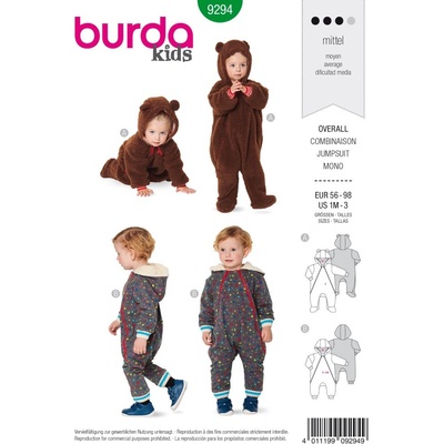 Střih Burda číslo 9294 dětské dupačky, overal – Hledejceny.cz