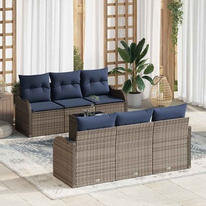 vidaXL Градински Софа Комплект Сив 55 x 55 x 37 см полиратан (3345595)