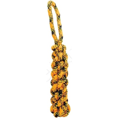 HipHop Bavlněný uzlovaný pešek Rope neon oranžová černá žlutá 33 cm