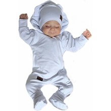 Kojenecký teplákový overal čepička capáčky Brumlík bílá