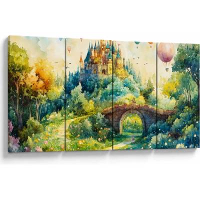 Obraz - Rozprávkový zámok, štvordielne 160x80 cm