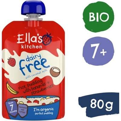 Ella's Kitchen BIO Nemliečny ryžový nákyp s banánmi a jahodami 80 g