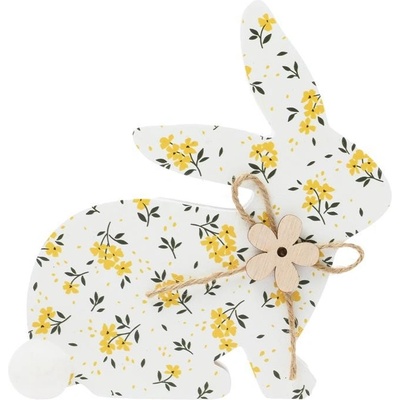 ZAJAC VZOR KVETY DREVO 14,5x2x16CM BIELY