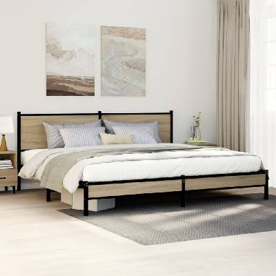 zahrada-XL 3301393 Kovový rám postele bez matrace dub sonoma
