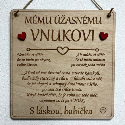 Dekorace z Česka Dřevěná cedulka pro vnuka Nápis: Od babičky