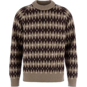 Fjällräven Мъжки вълнен пуловер Fjällräven Övik Jacquard Knit Wool jumper - Suede Brown / Black Oak - размер XS (005-7511-0211)