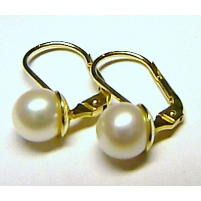 Klenoty Budín Dámské luxusní zlaté náušnice s bílými perlami HK2282