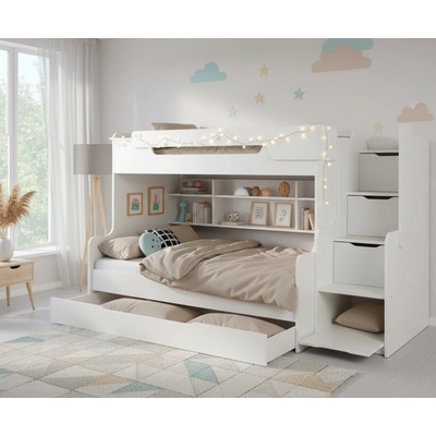 ArtBed Harry poschodová s roštom biela