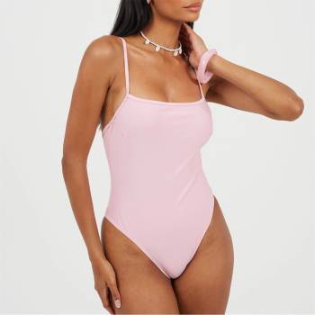 Brave Soul Дамски бански костюм Brave Soul Womens One Piece Square Neck Swimsuit - Pink