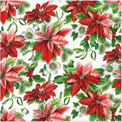Airlaid ubrousky Glory Poinsettia 40x40cm 12ks