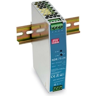 Průmyslový napájecí zdroj na DIN 75W 12V 6,3A MEAN WELL NDR-75-12