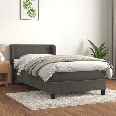 vidaXL 3127405 Boxspring postel s matrací samet / barva Tmavě šedá