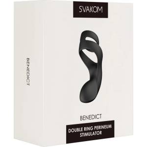 SVAKOM Benedict - вибриращ пенис пръстен с перинеум стимулатор - черен