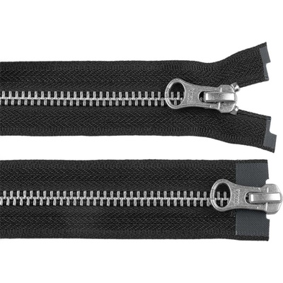 Zip kovový YKK No 5 dělitelný 2 jezdce / dvoucestný 80 cm na kožené bundy Varianta: černá barva nikl, Balení: 1 ks 62566/162922/290435