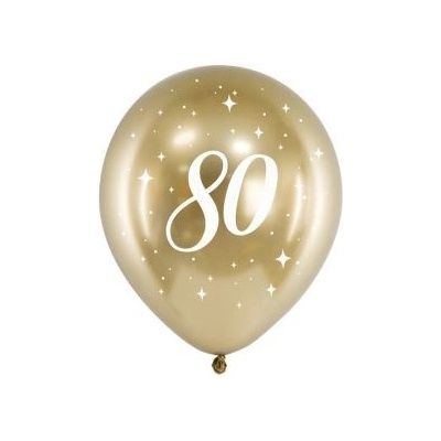 Balón 30cm zlatý s číslom 80 6v1