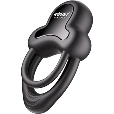 HoneyPlayBox Anello App-Controlled Vibrating Double Cock Ring with Clitoral Stimulator Black