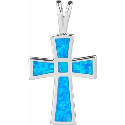 Bealio 04355 Stříbrný přívěsek KŘÍŽ modrý OPÁL