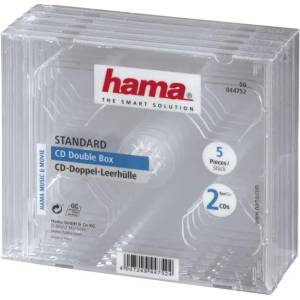 Hama Кутийка за CD/DVD HAMA Double Jewel Case, прозрачен, 5 бр. в пакет (HAMA-44752) - megamag