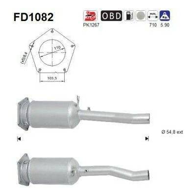 Filtr sazových částic, výfukový systém AS FD1082