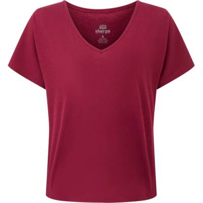 Sherpa Дамска тениска Sherpa Women's Jutnu V-Neck Tee T-shirt - Wine - размер XS (916-6729-0311)