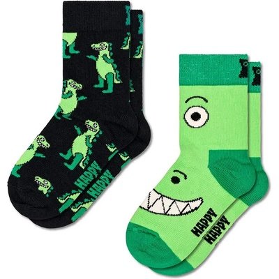 Чорапи Happy socks Dino crew socks 2 pairs - Green / Black (Black)