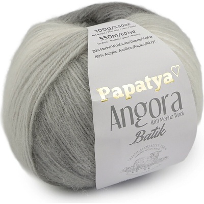 Stoklasa Pletací příze Papatya Angora Batik 100 g Balení: 1 ks, Varianta: 1 (01) šedá světlá 1 (01) šedá světlá