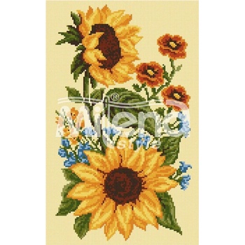 Image 1 of Milena Style Пано със слънчогледи - Печатана Aida 14 ct с конци Ariadna