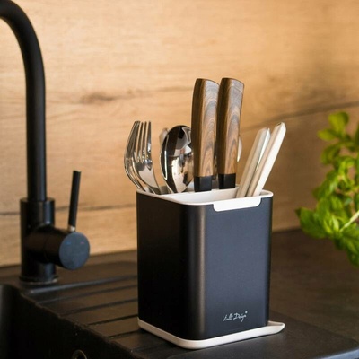 Vialli Design Odkapávač na příbory, černý, LIVIO DUO 5639