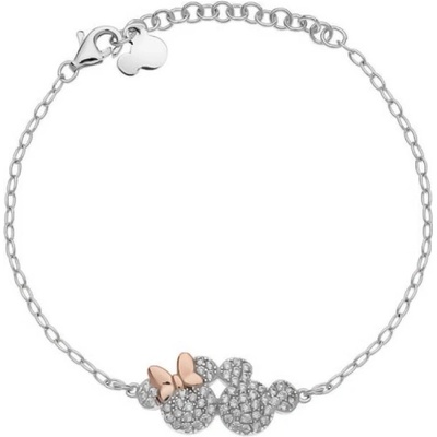 Disney Krásný stříbrný bicolor náramek Mickey and Minnie Mouse BS00048TZWL-55.CS