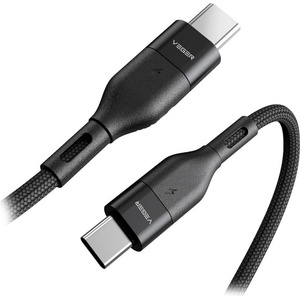 Veger Кабел с въжена о л етка и бързо зареждане за устройства с USB-C  орт - Veger USB-C to USB-C Cable 100W (150 см) (черен) (CC02)